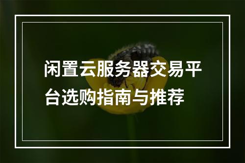 闲置云服务器交易平台选购指南与推荐