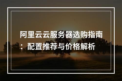 阿里云云服务器选购指南：配置推荐与价格解析
