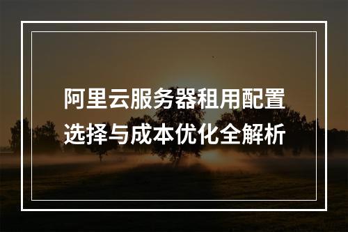 阿里云服务器租用配置选择与成本优化全解析