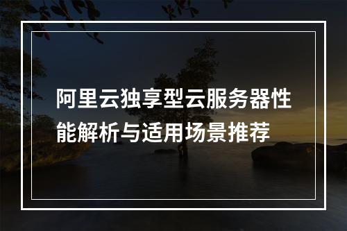 阿里云独享型云服务器性能解析与适用场景推荐