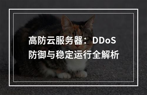 高防云服务器：DDoS防御与稳定运行全解析