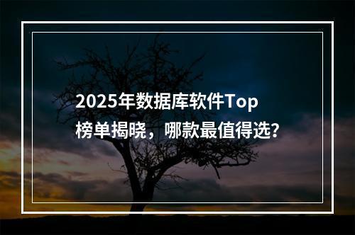 2025年数据库软件Top榜单揭晓，哪款最值得选？