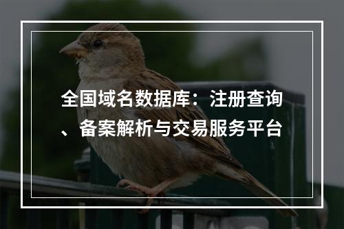 全国域名数据库：注册查询、备案解析与交易服务平台