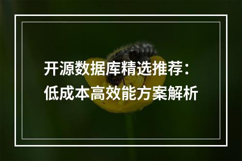 开源数据库精选推荐：低成本高效能方案解析