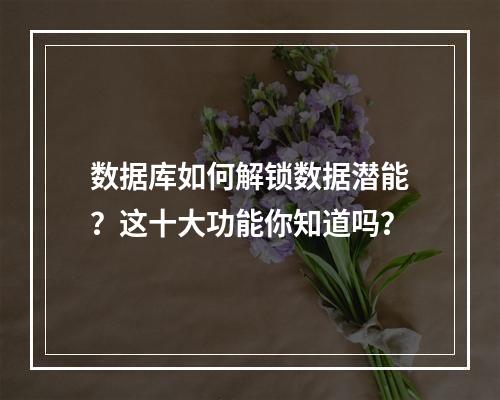数据库如何解锁数据潜能？这十大功能你知道吗？