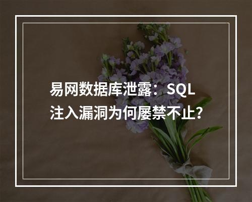 易网数据库泄露：SQL注入漏洞为何屡禁不止？