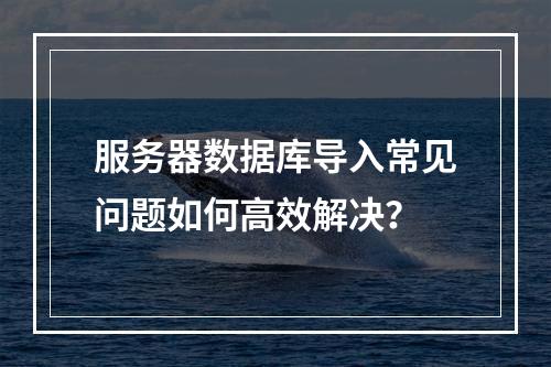 服务器数据库导入常见问题如何高效解决？