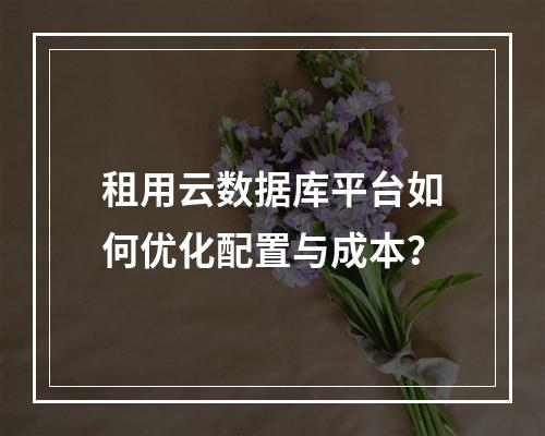 租用云数据库平台如何优化配置与成本？