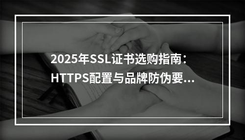 2025年SSL证书选购指南：HTTPS配置与品牌防伪要点