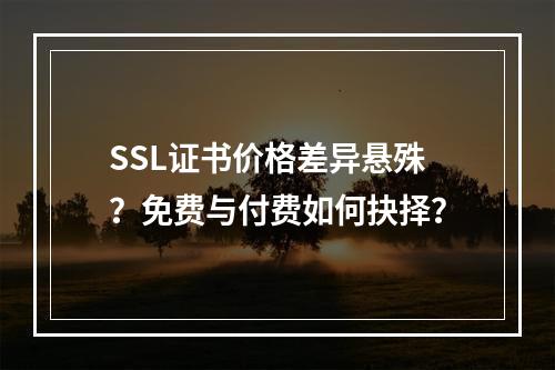 SSL证书价格差异悬殊？免费与付费如何抉择？