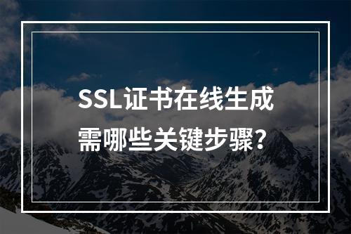 SSL证书在线生成需哪些关键步骤？