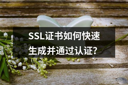 SSL证书如何快速生成并通过认证？