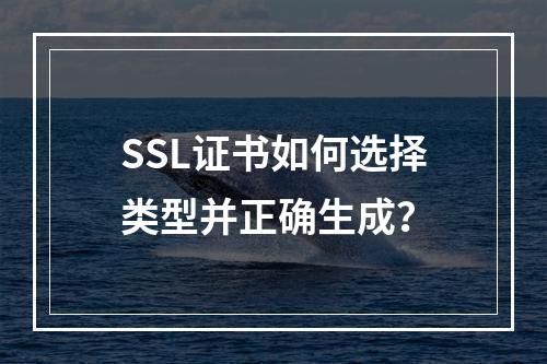 SSL证书如何选择类型并正确生成？