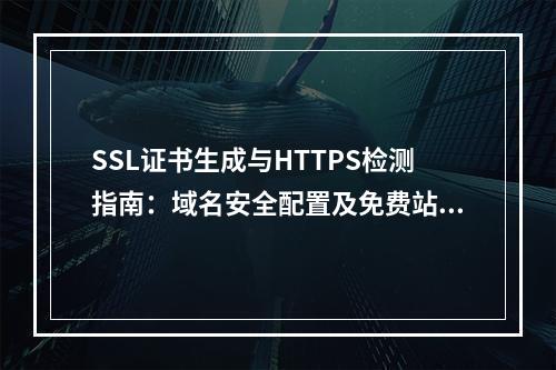 SSL证书生成与HTTPS检测指南：域名安全配置及免费站点查询