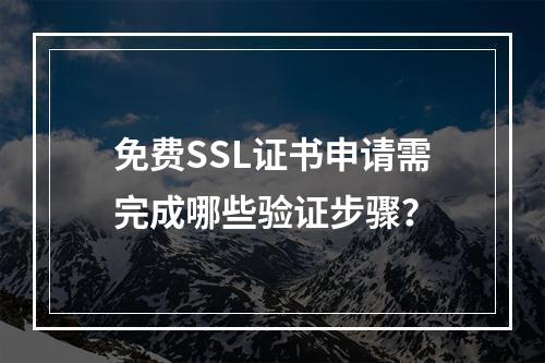 免费SSL证书申请需完成哪些验证步骤？