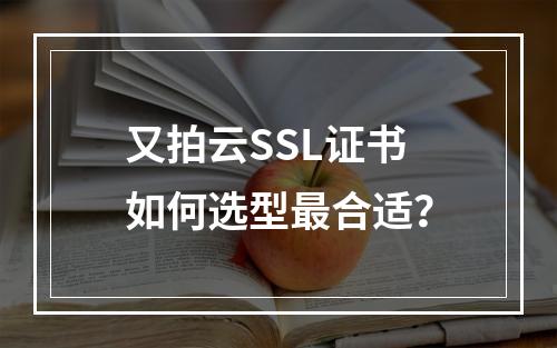 又拍云SSL证书如何选型最合适？
