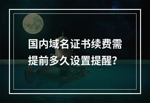 国内域名证书续费需提前多久设置提醒？