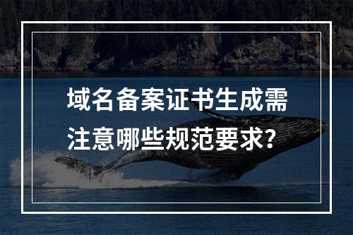 域名备案证书生成需注意哪些规范要求？