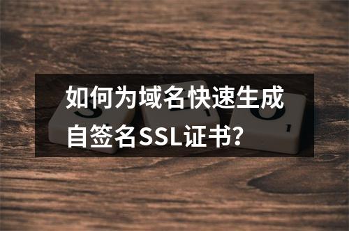 如何为域名快速生成自签名SSL证书？