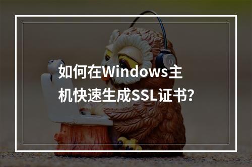 如何在Windows主机快速生成SSL证书？