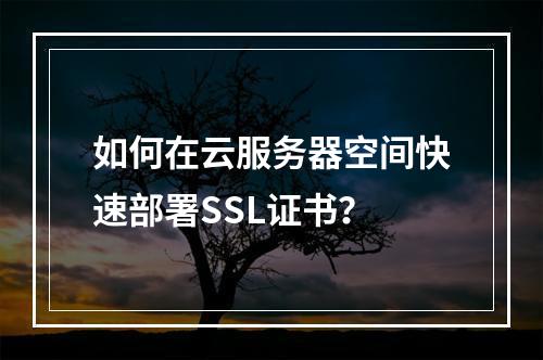 如何在云服务器空间快速部署SSL证书？