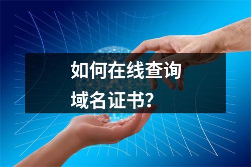 如何在线查询域名证书？