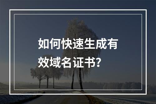 如何快速生成有效域名证书？