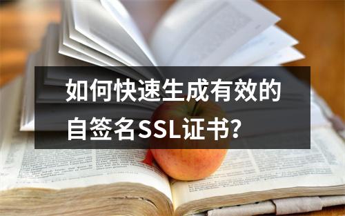 如何快速生成有效的自签名SSL证书？
