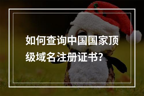 如何查询中国国家顶级域名注册证书？