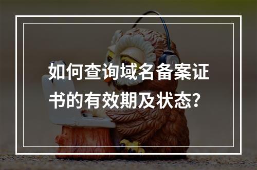 如何查询域名备案证书的有效期及状态？