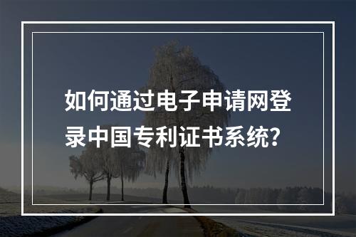 如何通过电子申请网登录中国专利证书系统？