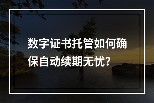 数字证书托管如何确保自动续期无忧？