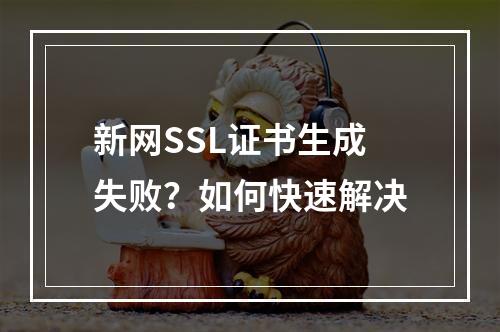 新网SSL证书生成失败？如何快速解决
