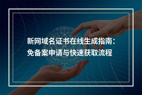 新网域名证书在线生成指南：免备案申请与快速获取流程