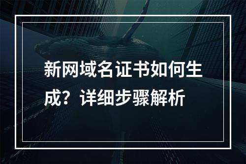 新网域名证书如何生成？详细步骤解析