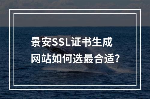 景安SSL证书生成网站如何选最合适？
