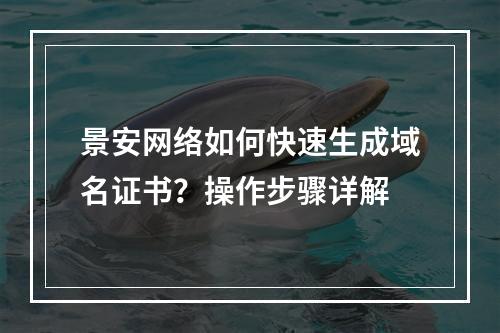 景安网络如何快速生成域名证书？操作步骤详解