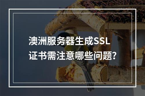 澳洲服务器生成SSL证书需注意哪些问题？