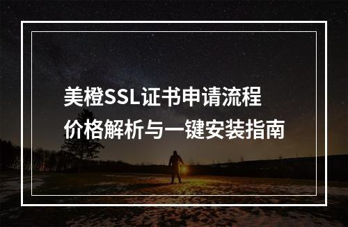 美橙SSL证书申请流程价格解析与一键安装指南