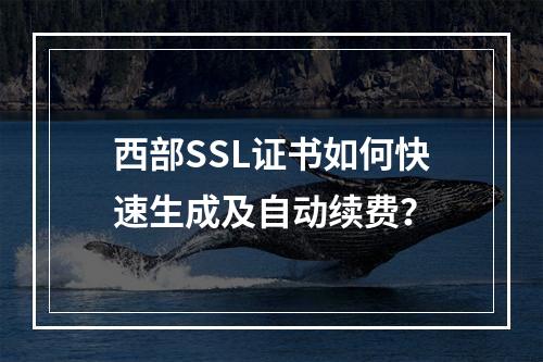 西部SSL证书如何快速生成及自动续费？