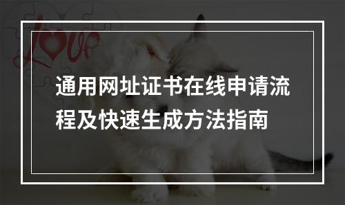 通用网址证书在线申请流程及快速生成方法指南