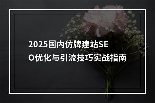 2025国内仿牌建站SEO优化与引流技巧实战指南