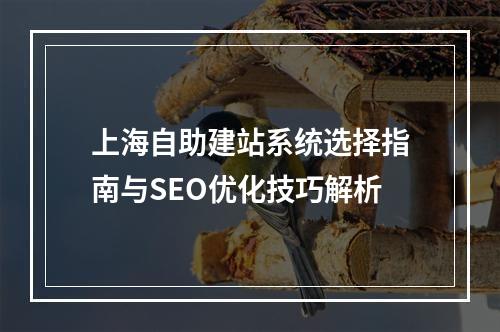 上海自助建站系统选择指南与SEO优化技巧解析