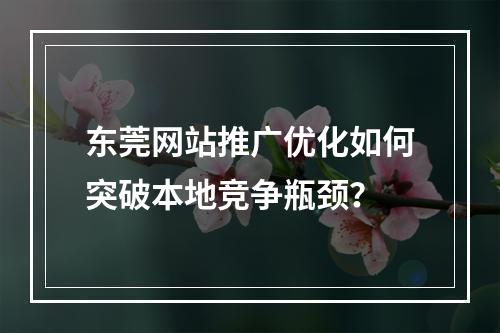 东莞网站推广优化如何突破本地竞争瓶颈？