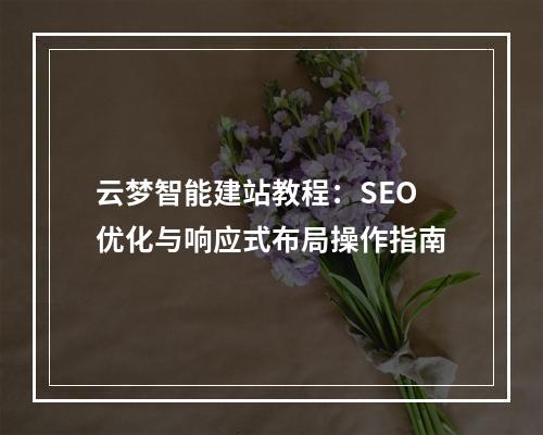云梦智能建站教程：SEO优化与响应式布局操作指南