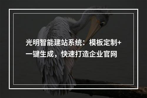 光明智能建站系统：模板定制+一键生成，快速打造企业官网