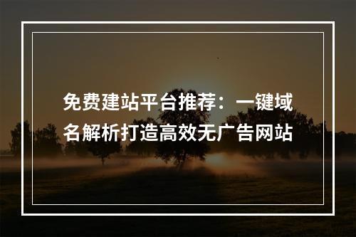 免费建站平台推荐：一键域名解析打造高效无广告网站