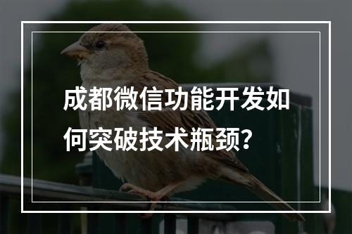 成都微信功能开发如何突破技术瓶颈？