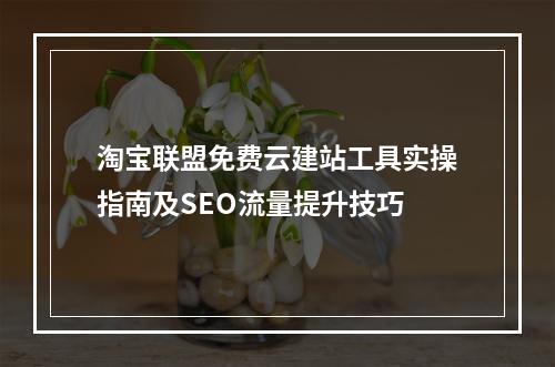 淘宝联盟免费云建站工具实操指南及SEO流量提升技巧