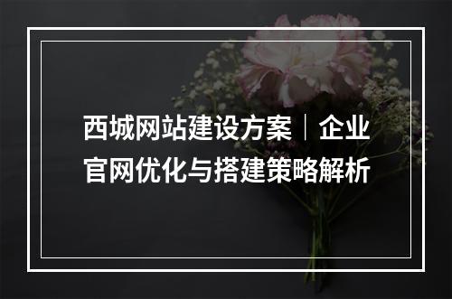 西城网站建设方案｜企业官网优化与搭建策略解析